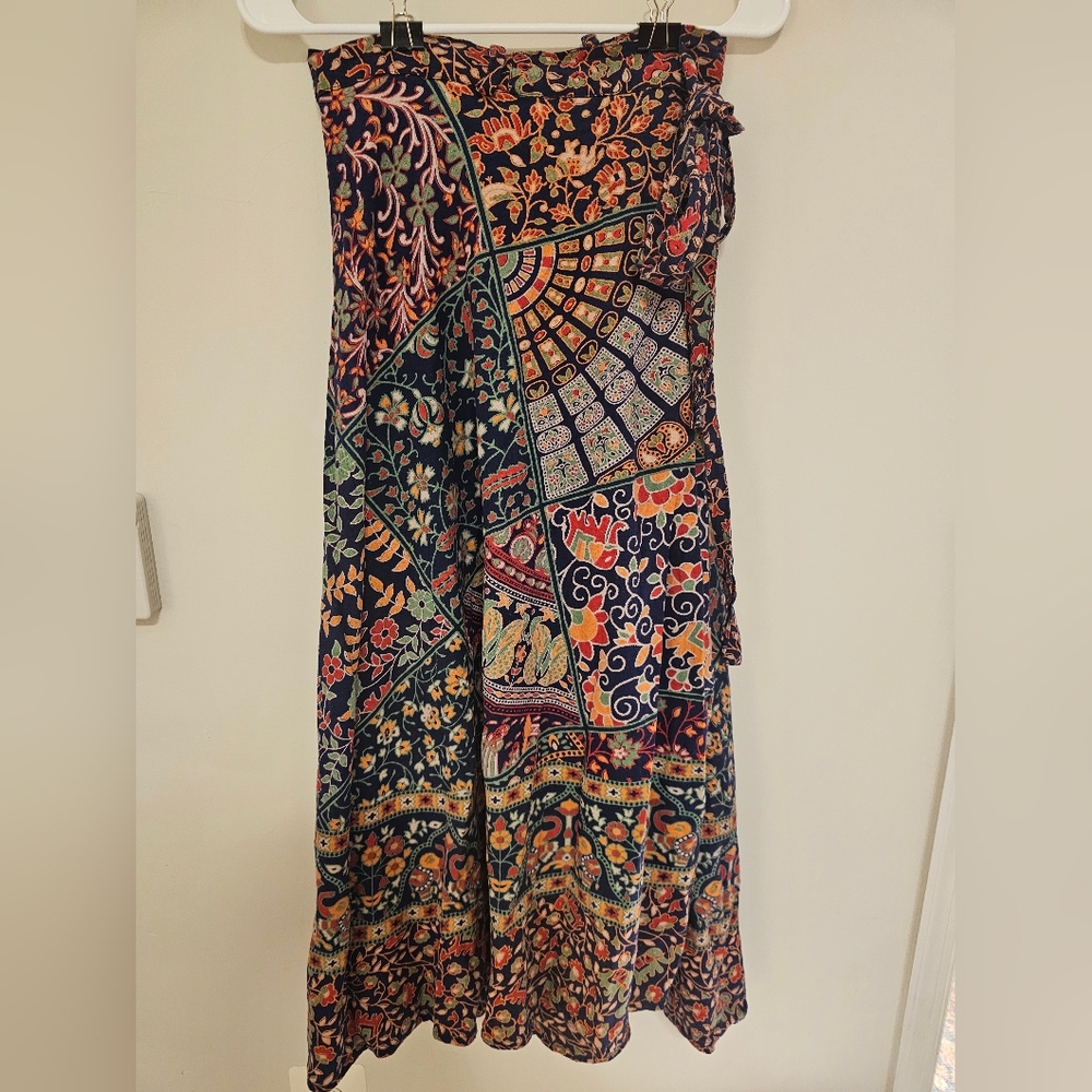 Bohemian Patchwork Midi Skirt